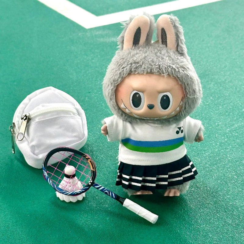 Labubu Badminton Costume Set 17cm Plush Doll Outfits