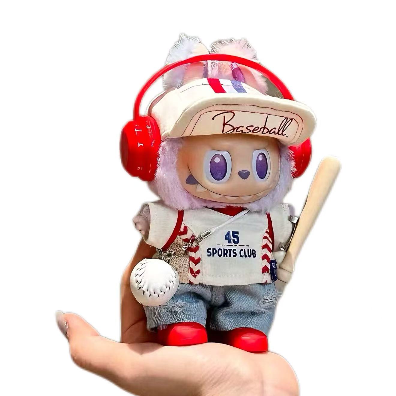 Labubu Doll Baseball Costume Set (7-Piece with Bat) – 24H Fast Shipping