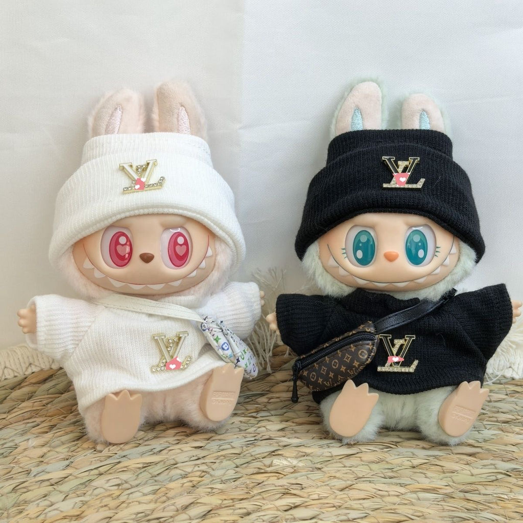 Labubu 1st/2nd/3rd Gen Doll Clothes Set - 2-Piece Cute Outfit with Keychain (Compatible with All Generations)