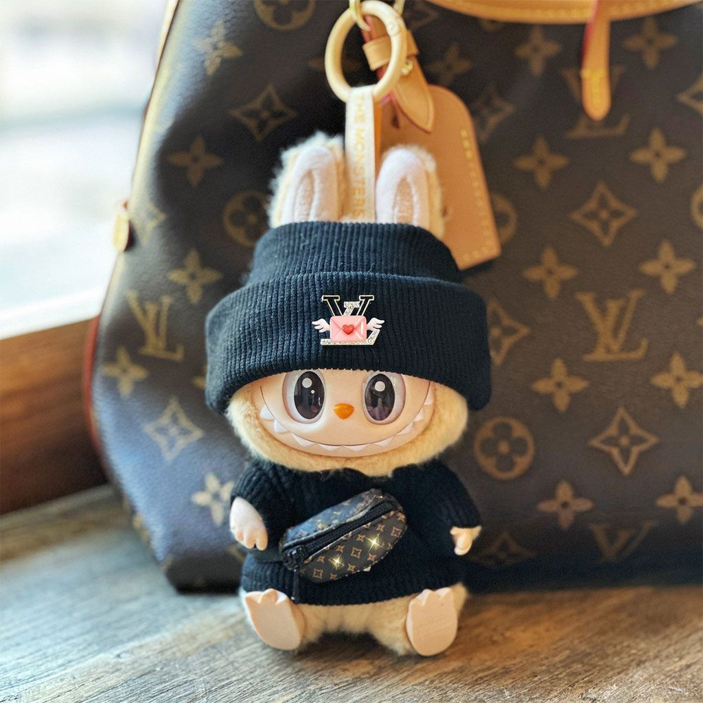 Labubu 1st/2nd/3rd Gen Doll Clothes Set - 2-Piece Cute Outfit with Keychain (Compatible with All Generations)