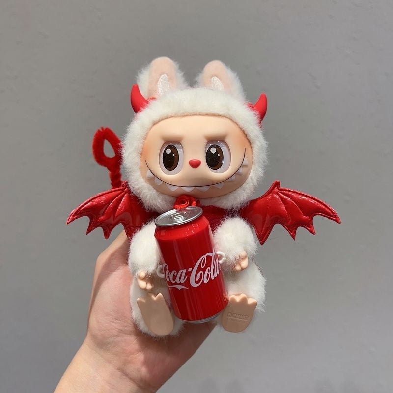 Devil Wings & Coca-Cola Red Outfit for Labubu Doll (1st/2nd/3rd Gen) - Cute 17cm Cosplay Costume Set