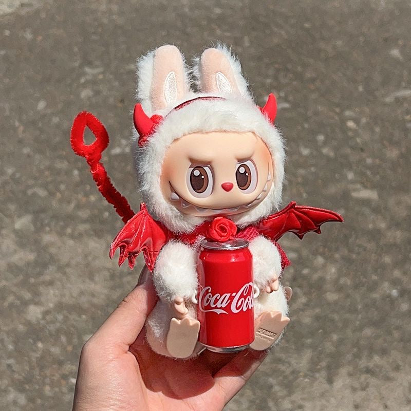 Devil Wings & Coca-Cola Red Outfit for Labubu Doll (1st/2nd/3rd Gen) - Cute 17cm Cosplay Costume Set