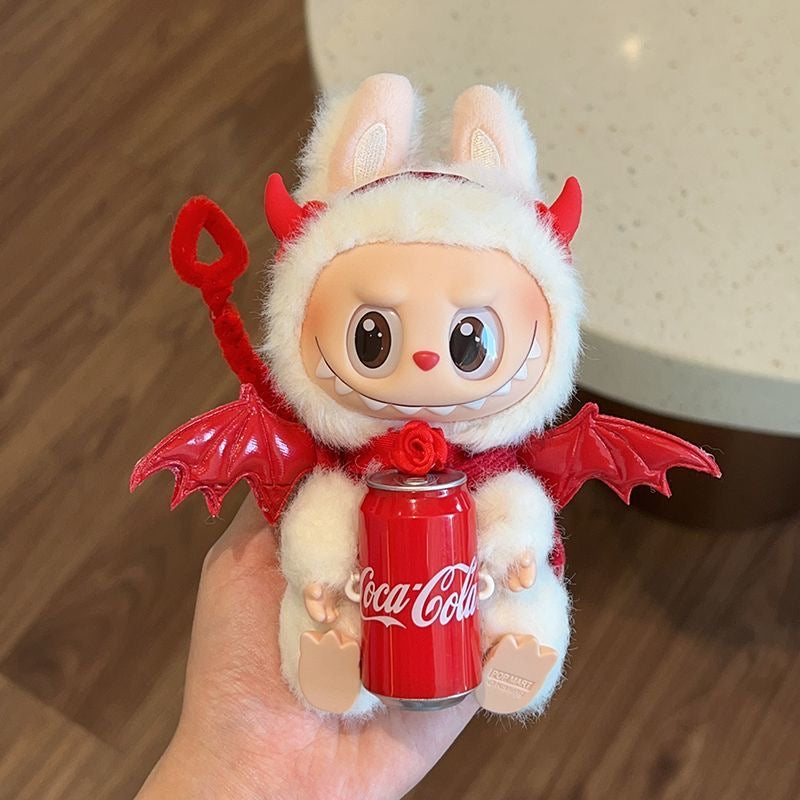 Devil Wings & Coca-Cola Red Outfit for Labubu Doll (1st/2nd/3rd Gen) - Cute 17cm Cosplay Costume Set