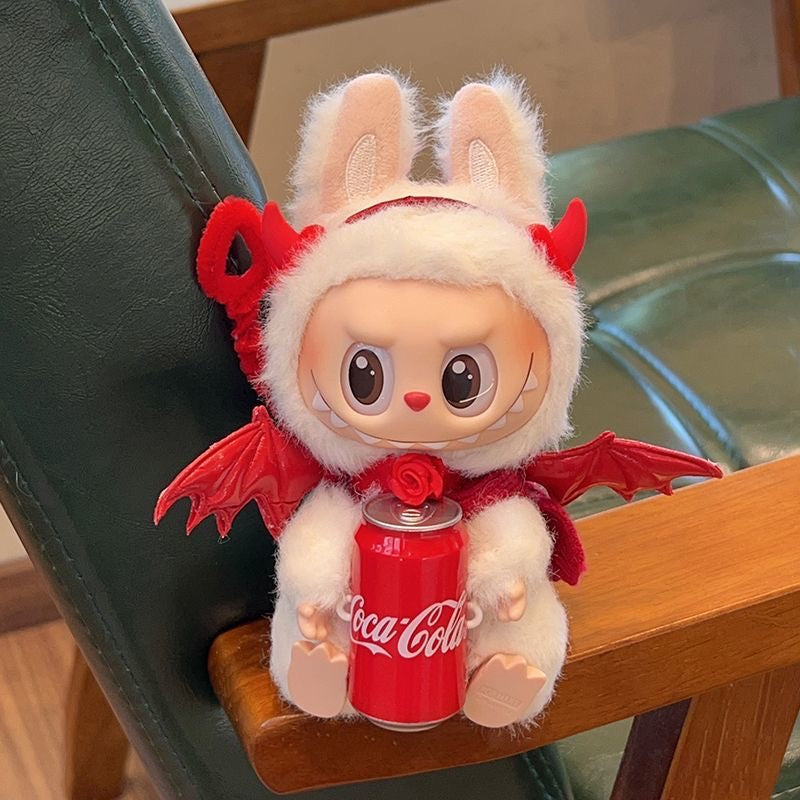 Devil Wings & Coca-Cola Red Outfit for Labubu Doll (1st/2nd/3rd Gen) - Cute 17cm Cosplay Costume Set