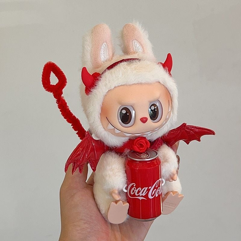 Devil Wings & Coca-Cola Red Outfit for Labubu Doll (1st/2nd/3rd Gen) - Cute 17cm Cosplay Costume Set