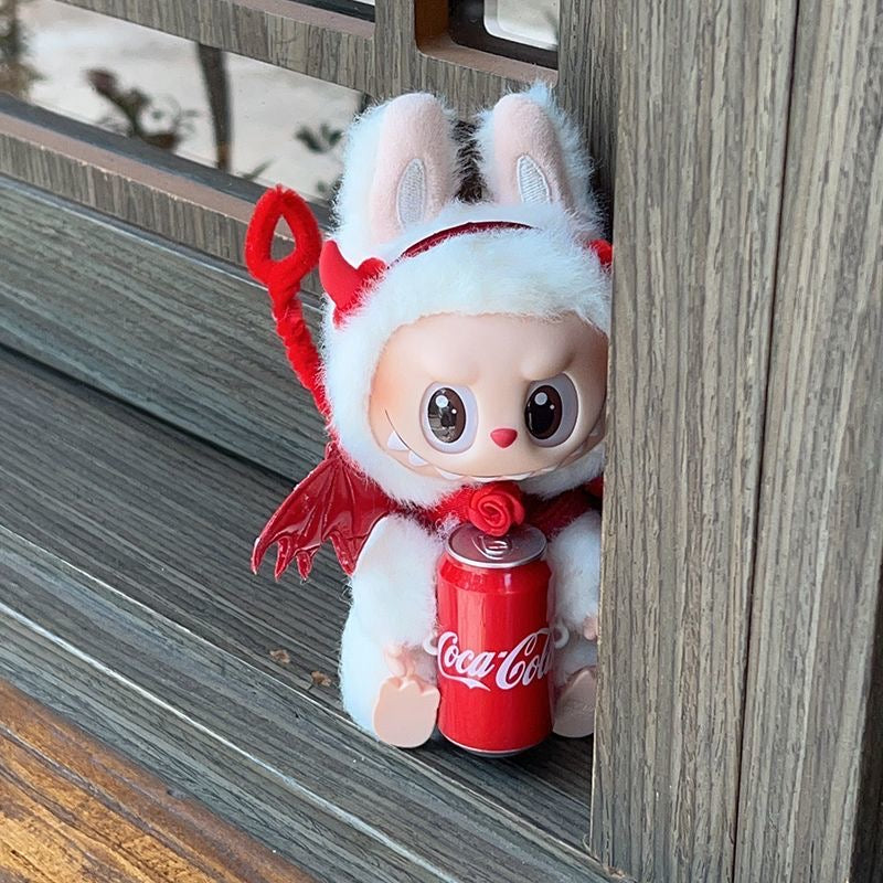 Devil Wings & Coca-Cola Red Outfit for Labubu Doll (1st/2nd/3rd Gen) - Cute 17cm Cosplay Costume Set