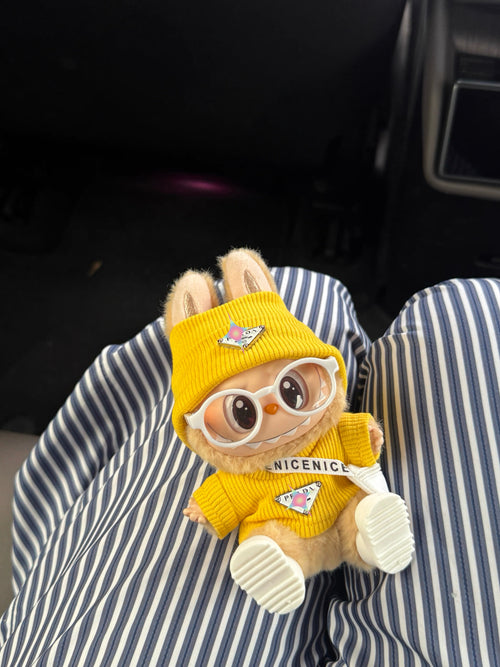17cm Universal Labubu Doll Outfit - Heartbeat Yellow Canelé Costume Set (Fits Blythe/Pullip Dolls)