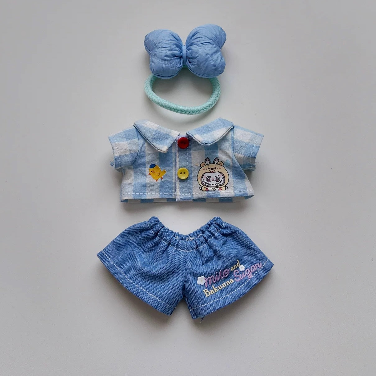 Labubu Adorable Baby Blue Chic Shirt Set- FS02