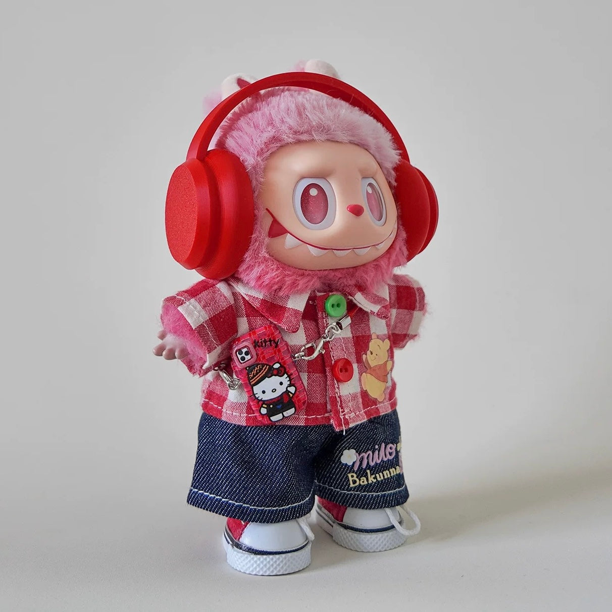 Labubu Red Plaid Shirt Set- FS01