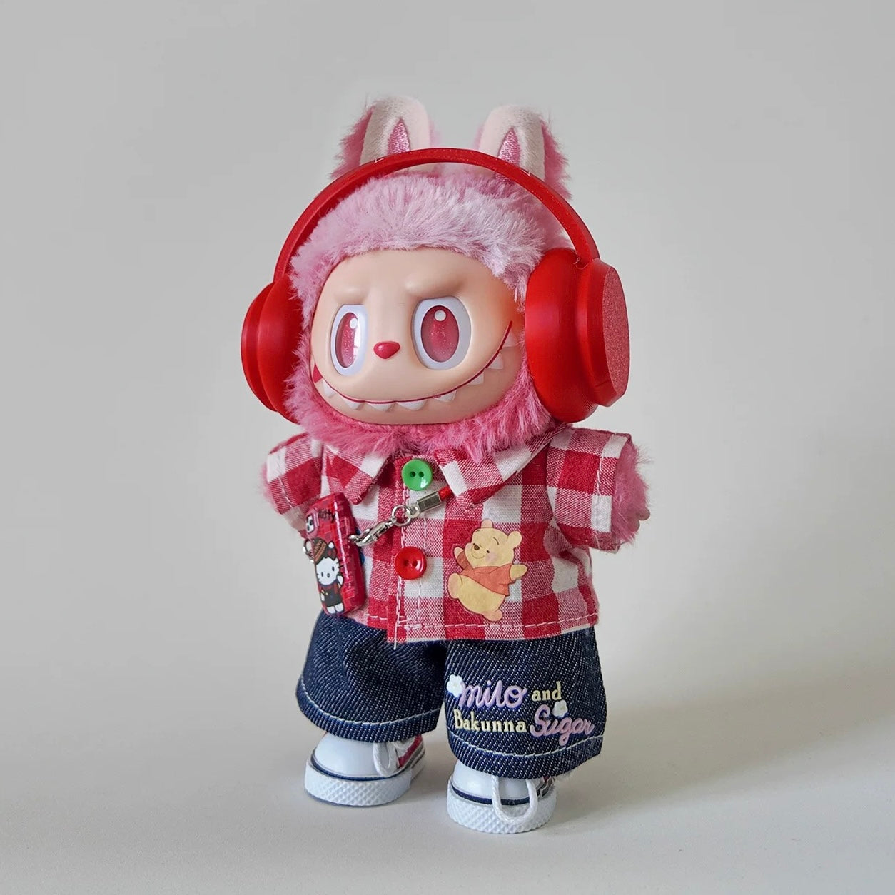 Labubu Red Plaid Shirt Set- FS01