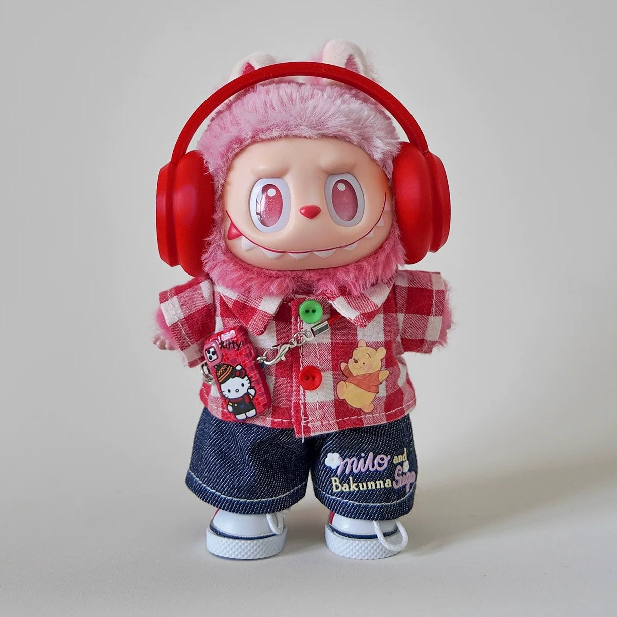Labubu Red Plaid Shirt Set- FS01