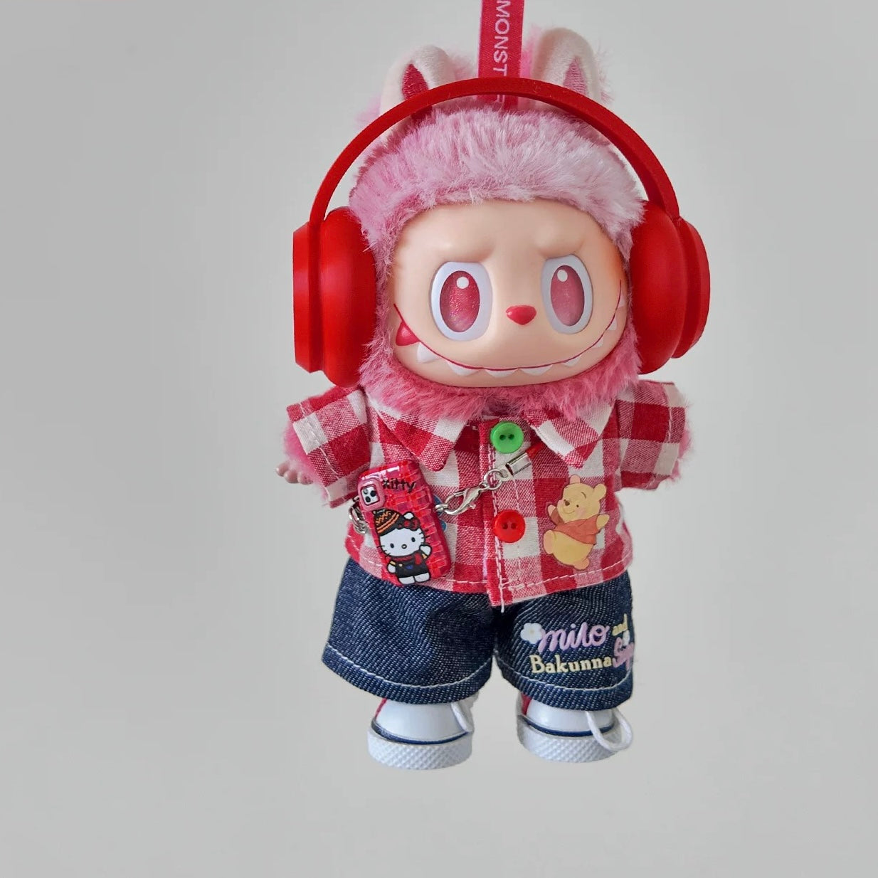 Labubu Red Plaid Shirt Set- FS01