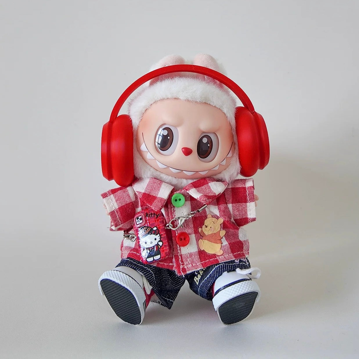 Labubu Red Plaid Shirt Set- FS01