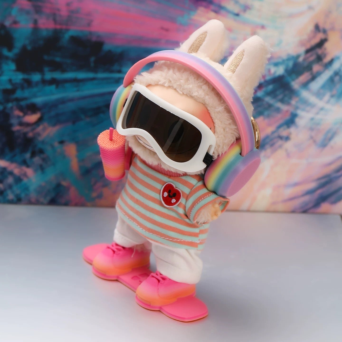 LABUBU Casual Ski Set in Green Pink Stripes- FS03
