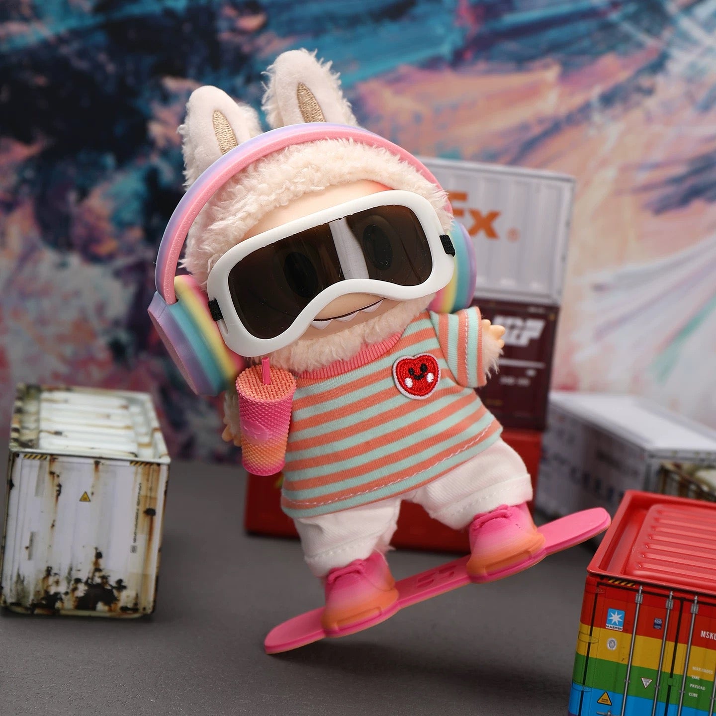 LABUBU Casual Ski Set in Green Pink Stripes- FS03