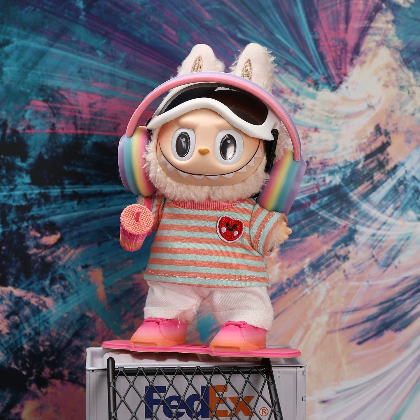 LABUBU Casual Ski Set in Green Pink Stripes- FS03