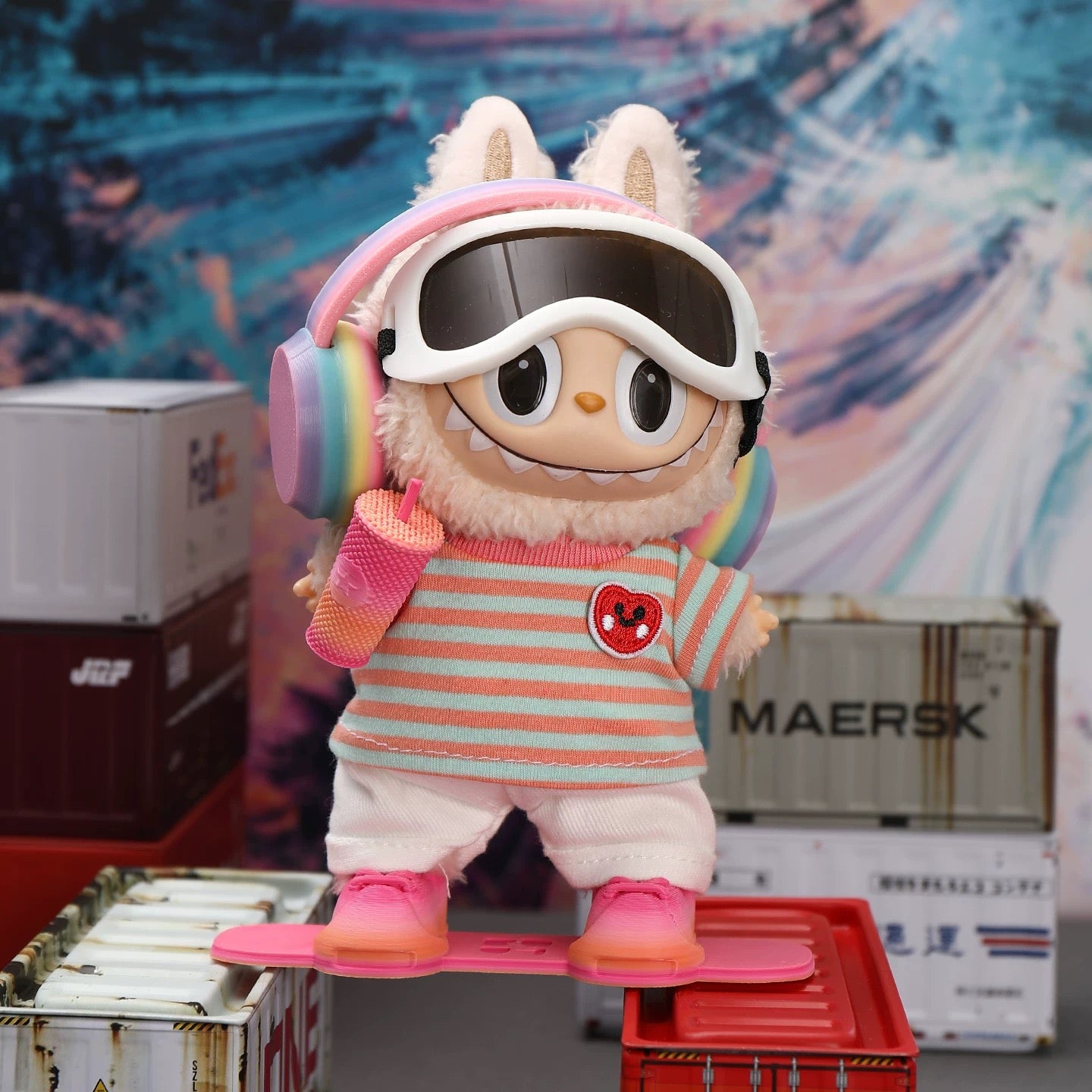 LABUBU Casual Ski Set in Green Pink Stripes- FS03