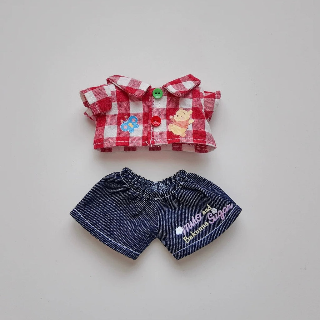 Labubu Red Plaid Shirt Set- FS01