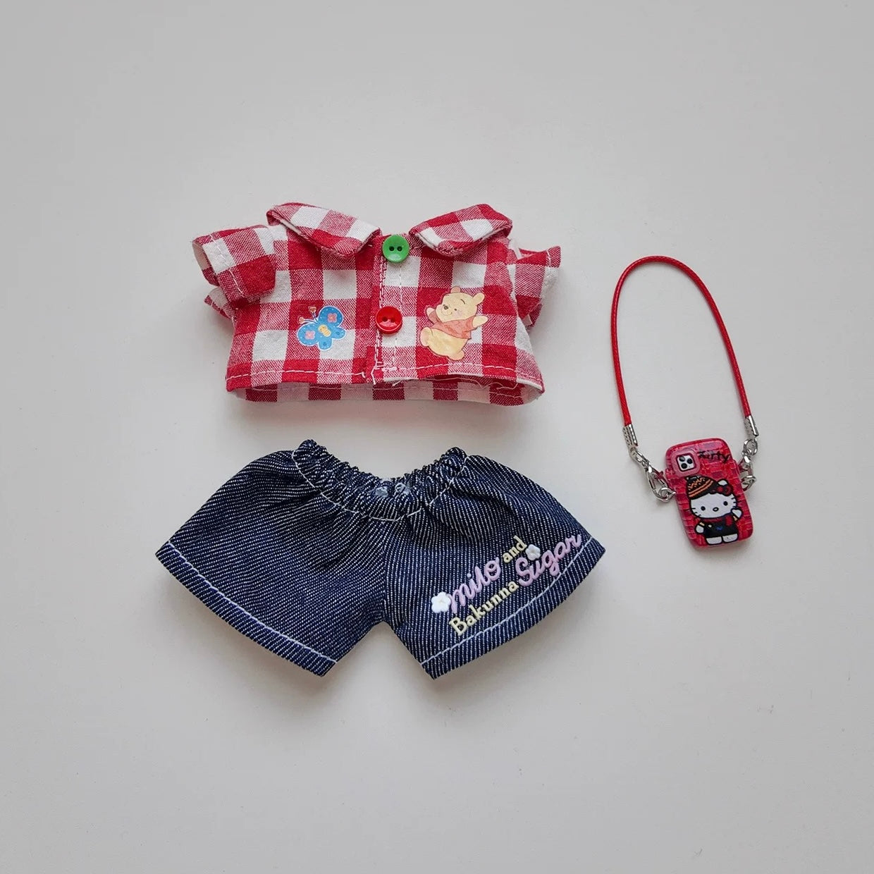 Labubu Red Plaid Shirt Set- FS01