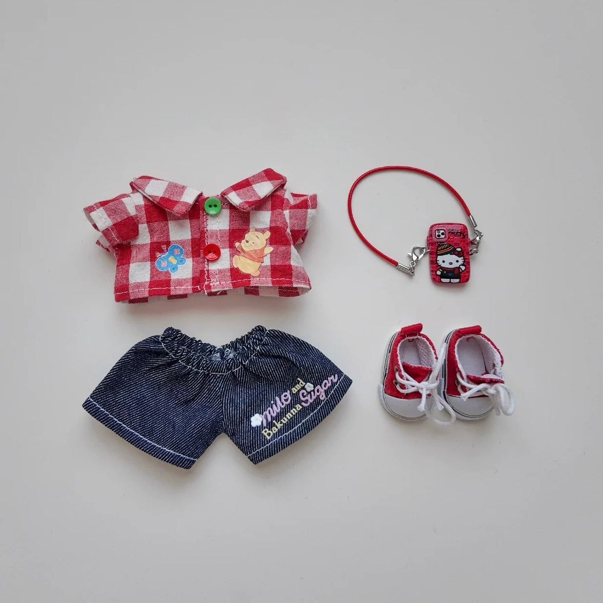 Labubu Red Plaid Shirt Set- FS01