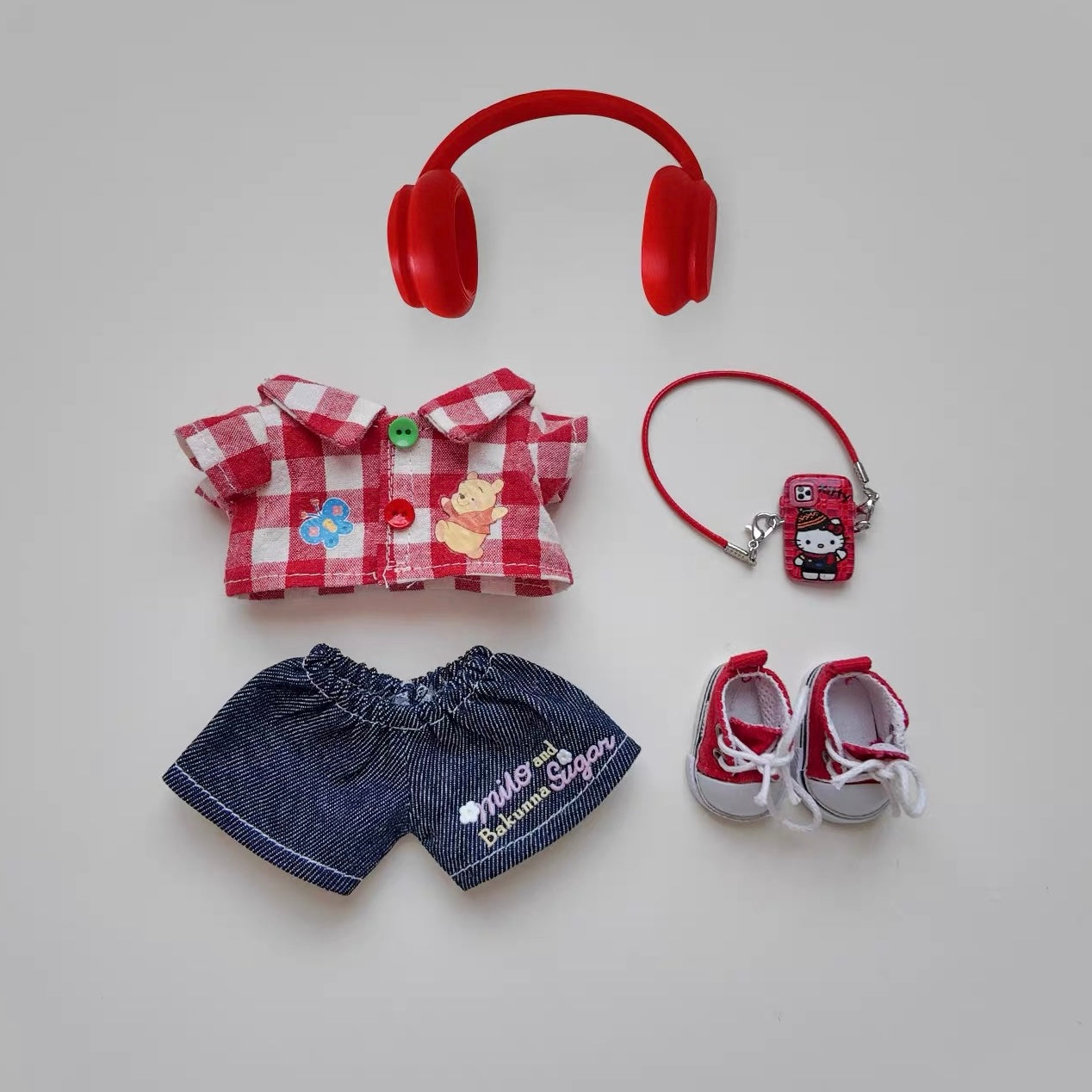 Labubu Red Plaid Shirt Set- FS01