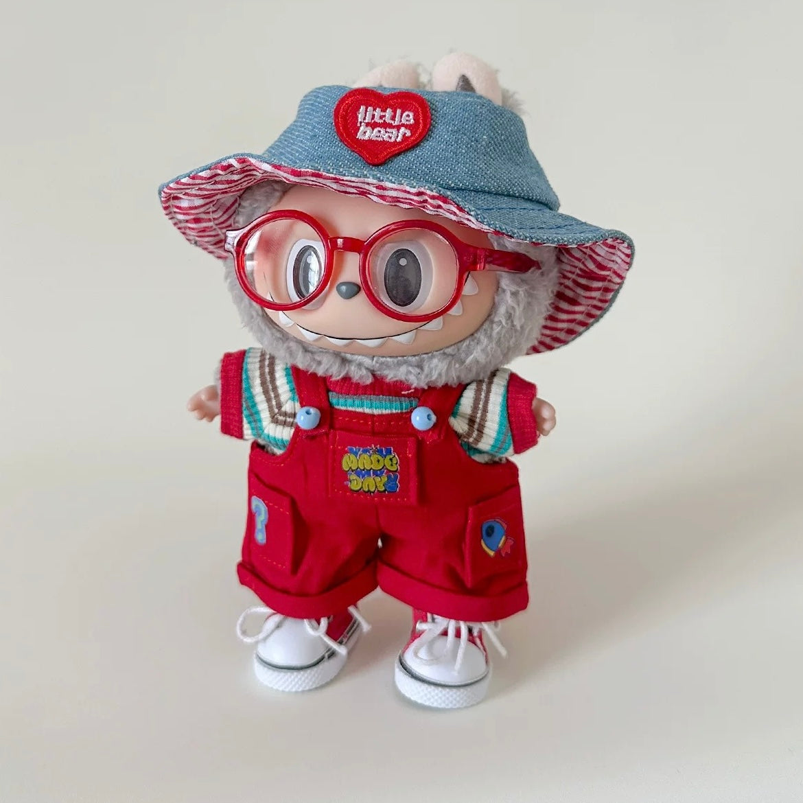 Labubu cute cherry red overalls set / 5pieces - FS06