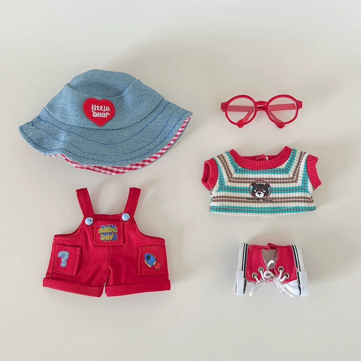 Labubu cute cherry red overalls set / 5pieces - FS06